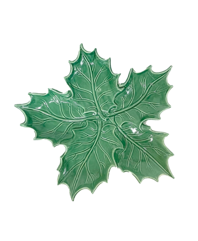 Vietri Lastra Evergreen Figural Holly Small Platter In Green