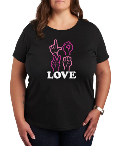 Air Waves Trendy Plus Size Valentine's Day Graphic T-shirt In Black