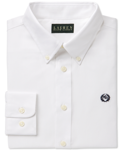 Lauren Ralph Lauren Kids' Big Boys Solid Logo Dress Shirt In White