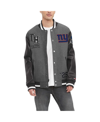 TOMMY HILFIGER MEN'S TOMMY HILFIGER HEATHER GRAY, BLACK NEW YORK GIANTS GUNNER FULL-ZIP VARSITY JACKET