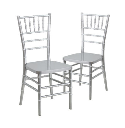 Emma+oliver 2 Pack Premium Resin Stacking Chiavari Chair In Silver