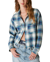 LUCKY BRAND WOMEN'S COTTON PLAID FRINGE-HEM CROPPED SHIRT