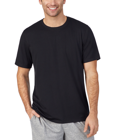 Cuddl Duds Men's Far-infrared Enhance Sleep Short Sleeves Crewneck Top In Black