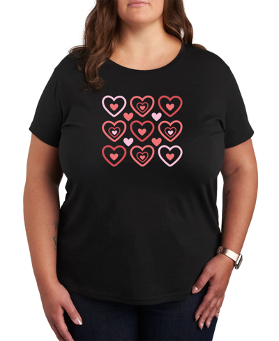 Air Waves Trendy Plus Size Valentine's Day Graphic T-shirt In Black