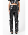 Endless Rose Sequin Wide Leg Cargo Pants In Black