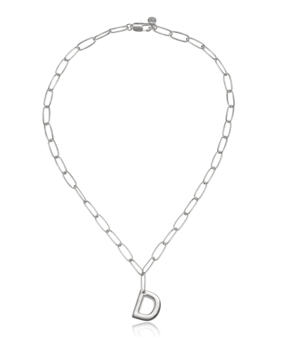 Ettika Paperclip Chain Initial Necklace In Rhodium-d