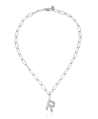 Ettika Paperclip Chain Initial Necklace In Rhodium-r