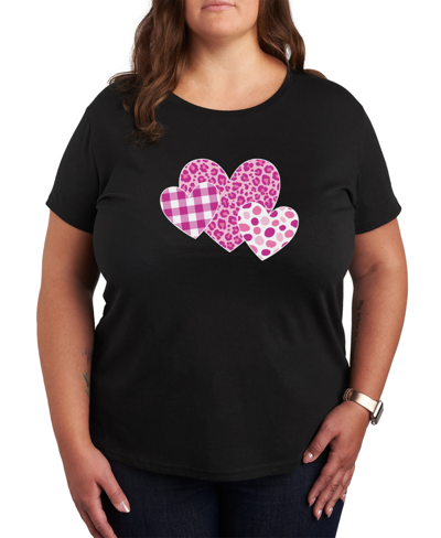Air Waves Trendy Plus Size Valentine's Day Graphic T-shirt In Black