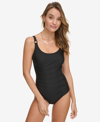 Dkny Women's One-piece Starburst Swimsuit In Black