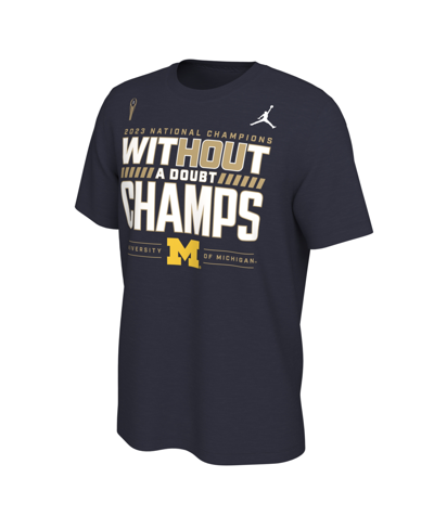Jordan Men's Navy Michigan Wolverines College Football Playoff 2023 National Champions Locker Room T-shirt In Blue