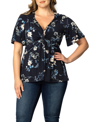 Kiyonna Abby Twist Front Top In French Blue