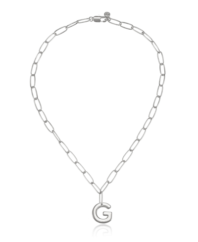 Ettika Paperclip Chain Initial Necklace In Rhodium-g