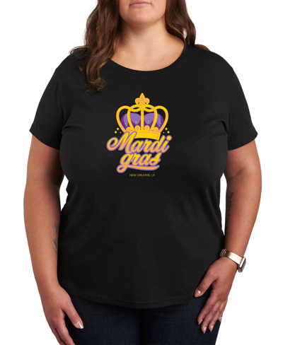 Air Waves Trendy Plus Size Mardi Gras Graphic T-shirt In Black