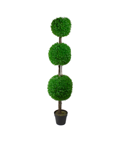 Northlight 60" Triple Sphere Artificial Boxwood Topiary Potted Plant In Green