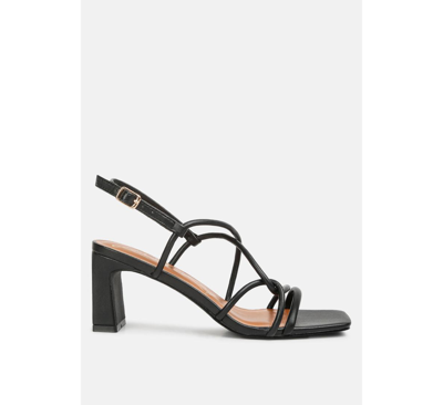 London Rag Andrea Knotted Straps Block Heeled Sandals In Black