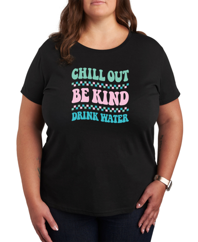 Air Waves Trendy Plus Size Self Care, Be Kind Graphic T-shirt In Black