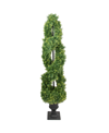 NORTHLIGHT 4.5' ARTIFICIAL CEDAR DOUBLE SPIRAL TOPIARY TREE IN URN STYLE POT UNLIT