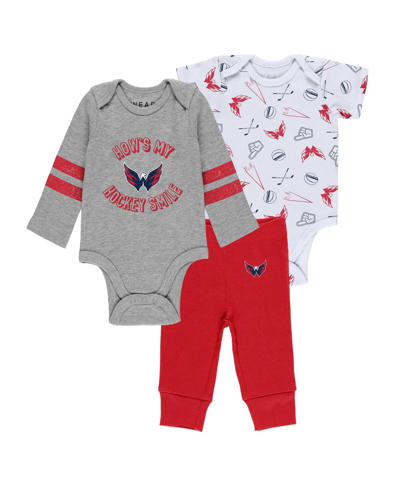 Wear By Erin Andrews Babies' Newborn And Infant Boys And Girls  Gray, White, Red Washington Capitals Three-pi In Gray,white,red