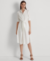Ralph Lauren Petite 100% Linen Fit & Flare Shirtdress In White