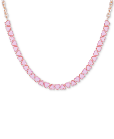 Guess Alternating Heart-shape Stone Collar Necklace, 16" + 2" Extender In Rose