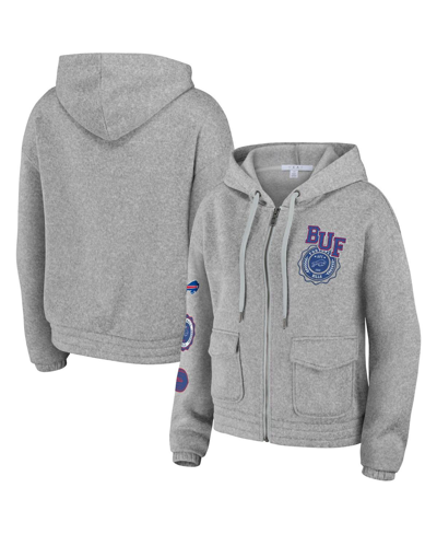 Wear By Erin Andrews Women's  Heather Gray Buffalo Bills Full-zip Hoodie