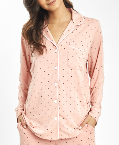 Lively Women's The All-day Lounge Print Shirt In Pepper Dot,shell Pink