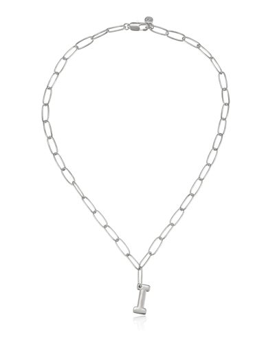 Ettika Paperclip Chain Initial Necklace In Rhodium-i