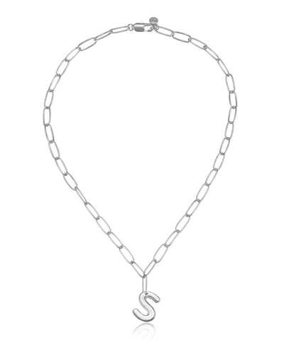 Ettika Paperclip Chain Initial Necklace In Rhodium-s