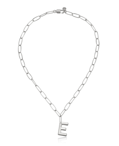 Ettika Paperclip Chain Initial Necklace In Rhodium-e