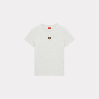 Kenzo 'lucky Tiger Crest' Embroidered Classic T-shirt Pale Gray