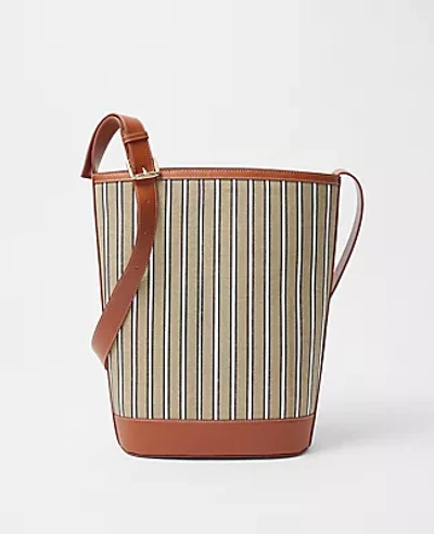 Ann Taylor At Weekend Striped Bucket Bag In Dominican Sand