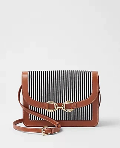 Ann Taylor At Weekend Striped Canvas Crossbody Bag In Night Sky