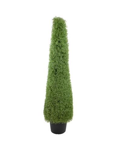Northlight 5' Artificial Boxwood Cone Topiary Tree With Round Pot Unlit In Green