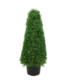 NORTHLIGHT 3' PRE-LIT ARTIFICIAL BOXWOOD CONE TOPIARY TREE WITH ROUND POT CLEAR LIGHTS