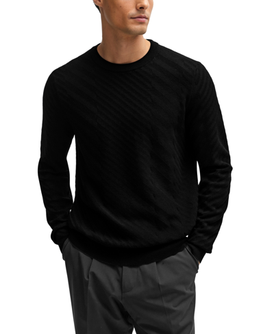 Hugo Boss Boss By  Men's Graphic-jacquard Sweater In Black