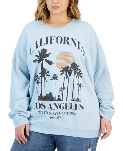Grayson Threads, The Label Trendy Plus Size California Graphic Print Sweatshirt In Blue