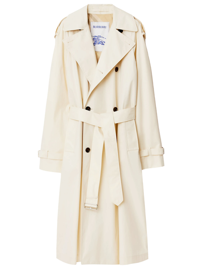 Burberry Long Trench In Gabardine In Brown