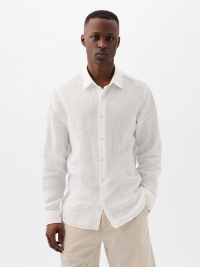 Gap Linen-cotton Shirt In Optic White