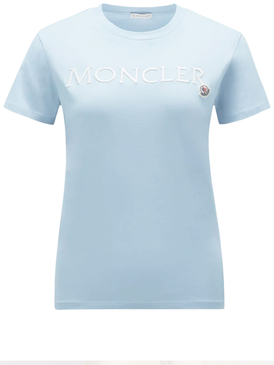Moncler Logo T-shirt In Sky Blue