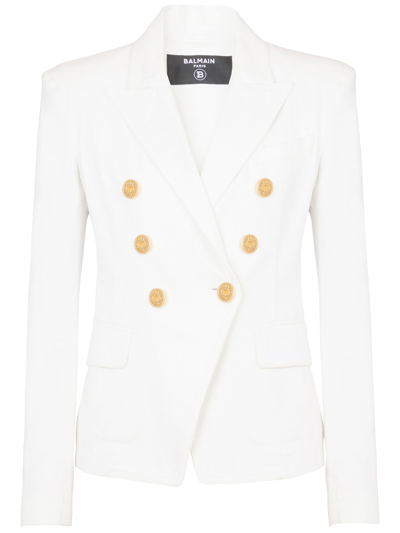 Balmain 6-button Denim Jacket In White