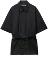 Alexander Wang Belted Cotton-blend Poplin Mini Shirt Dress In Black