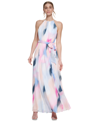DKNY WOMEN'S PRINTED HALTER GOWN
