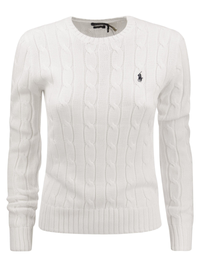 Polo Ralph Lauren Slim Fit Cable Knit In White