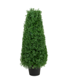 NORTHLIGHT 30" ARTIFICIAL BOXWOOD CONE TOPIARY TREE WITH ROUND POT UNLIT