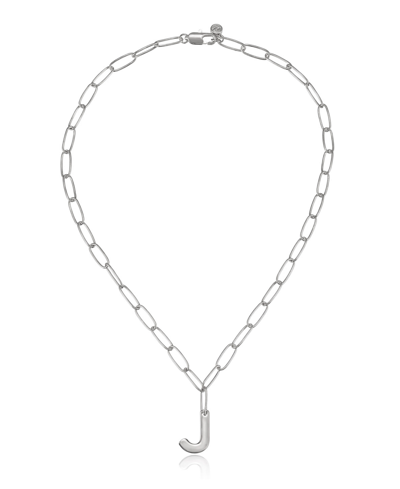 Ettika Paperclip Chain Initial Necklace In Rhodium-j