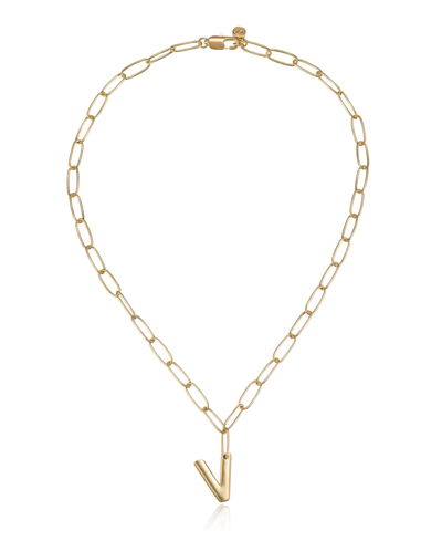 Ettika Paperclip Chain Initial Necklace In Gold-v
