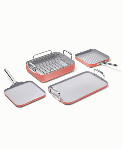 Caraway Harmless Ceramic-coated Non-stick 4-piece Square Cookware Set In Perracotta