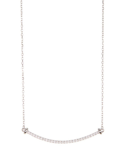 Adornia Silver-tone Crystal Curved Bar Necklace, 16" + 2" Extender