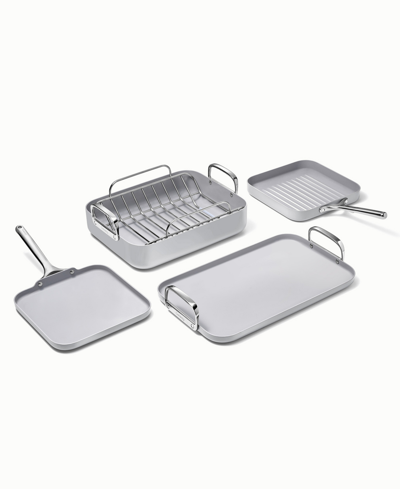 Caraway Harmless Ceramic-coated Non-stick 4-piece Square Cookware Set In Gray