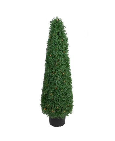 Northlight 4' Pre-lit Artificial Boxwood Cone Topiary Tree With Round Pot Clear Lights In Green